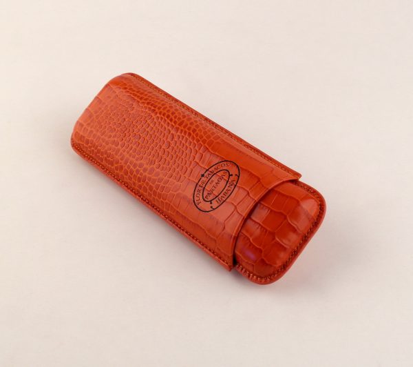 Partagas Leather Cigar Case Croco Effect - Orange